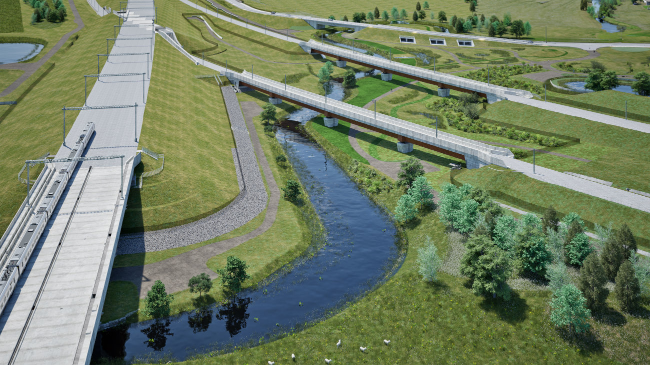 CGI of River Cole Viaducts