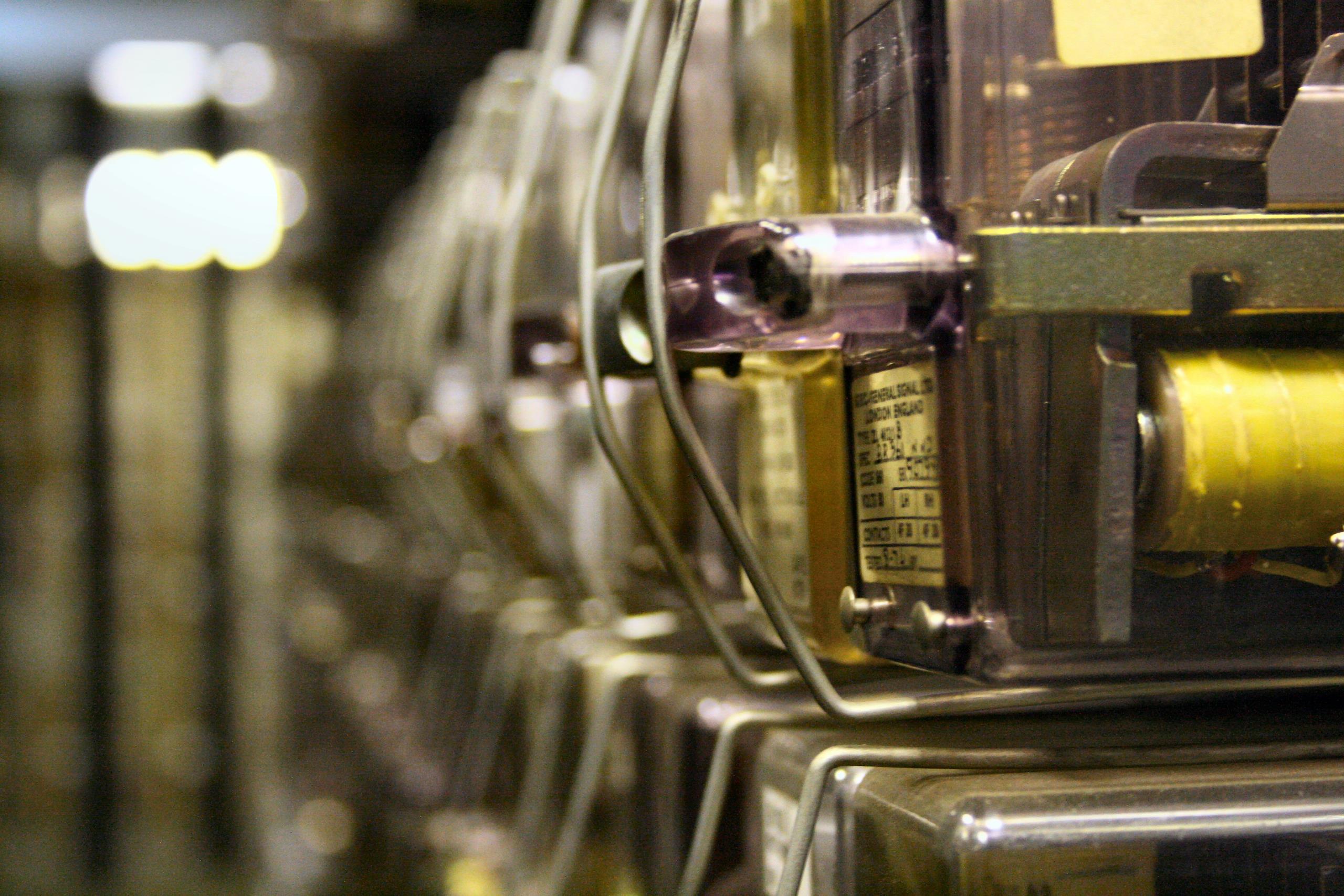 Close-up shot of a bank of electrical devices.