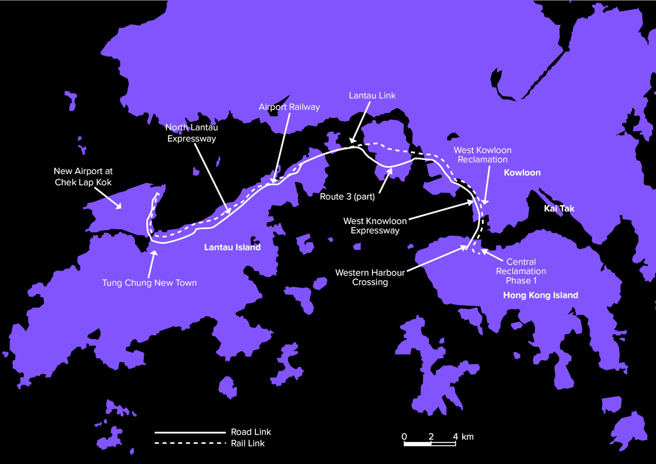 Diagram of area around Hong Kong airport.