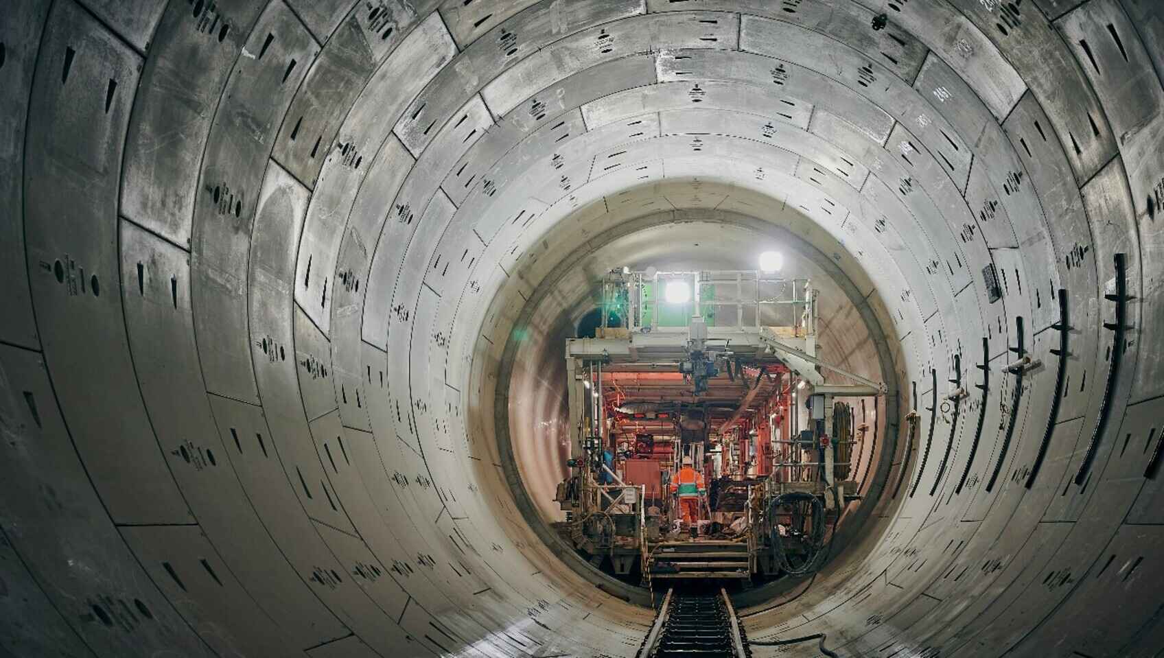 Cross section of a tunnel during engineering works.