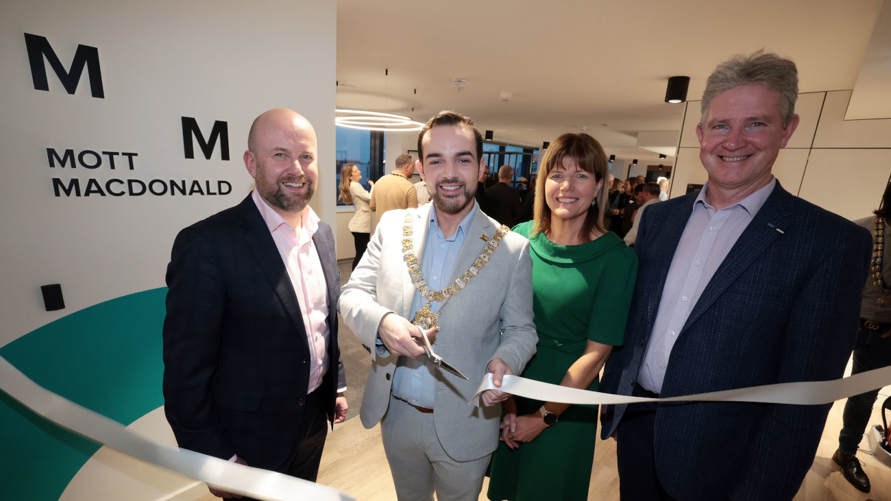 Mott MacDonald staff at the opening of the Belfast office.