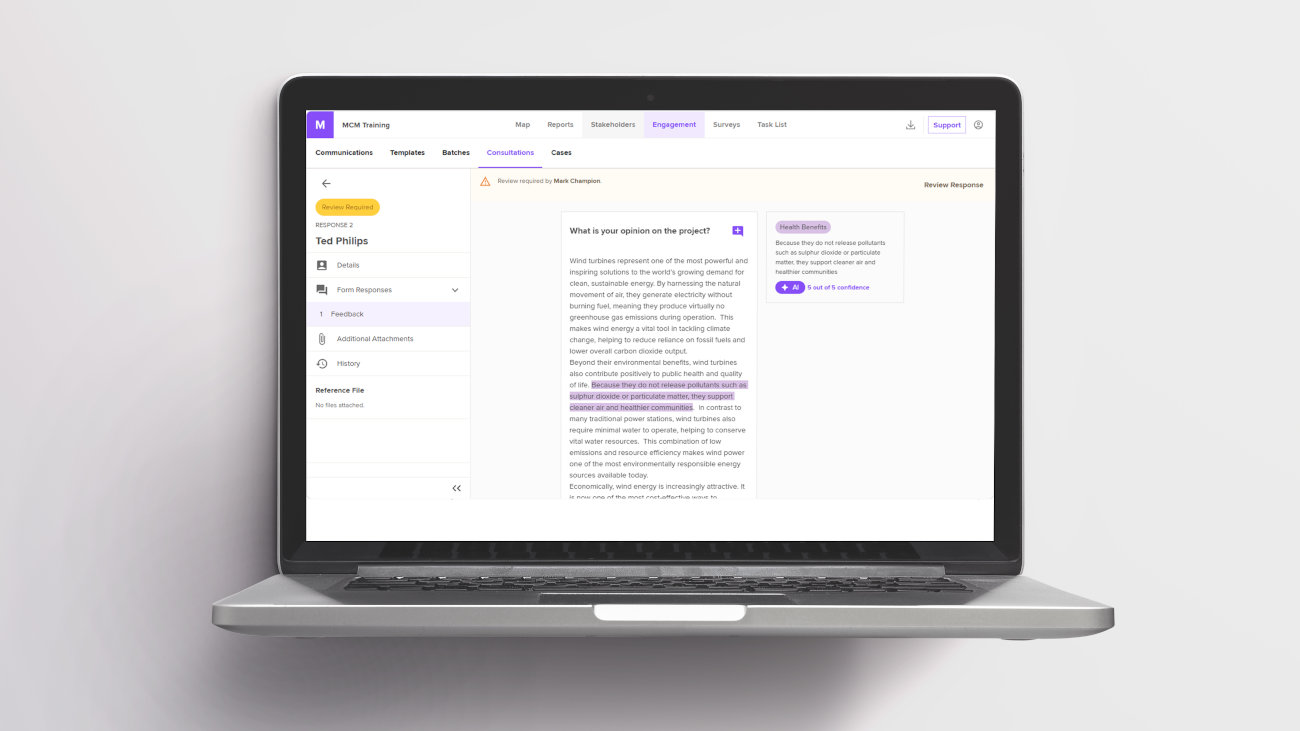 Laptop mock up showing the Moata Consents Management platform. 