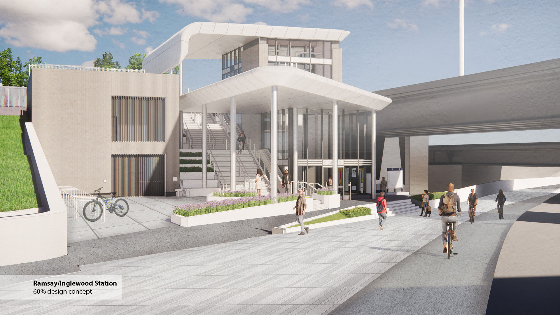 Digital render of a light rail station.