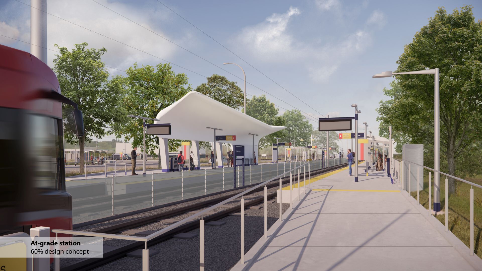 Digital render of a light rail station.