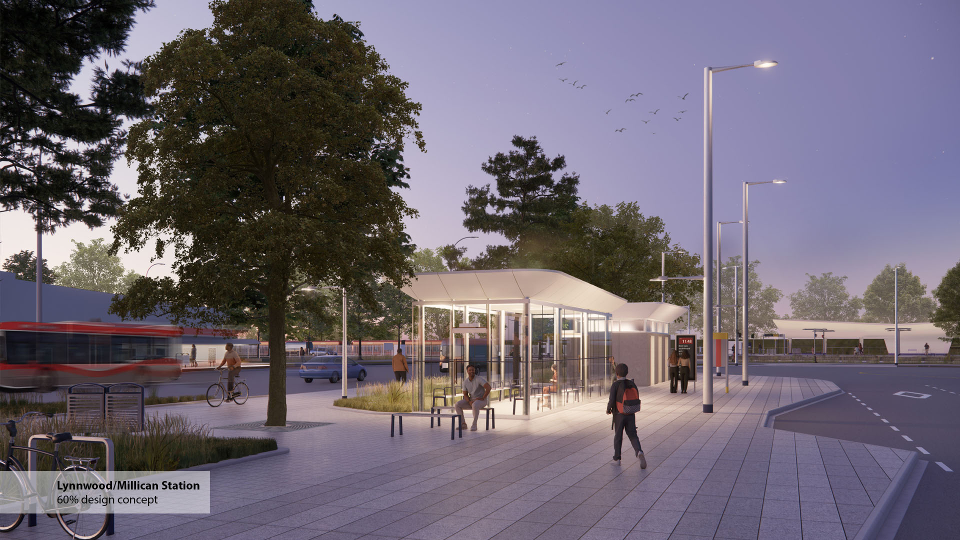 Digital render of a light rail station.