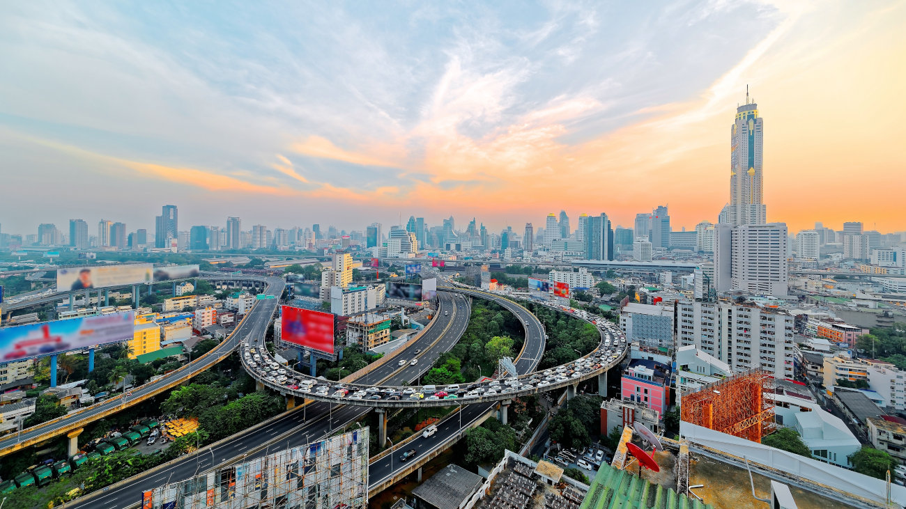 A motorway running through a city.