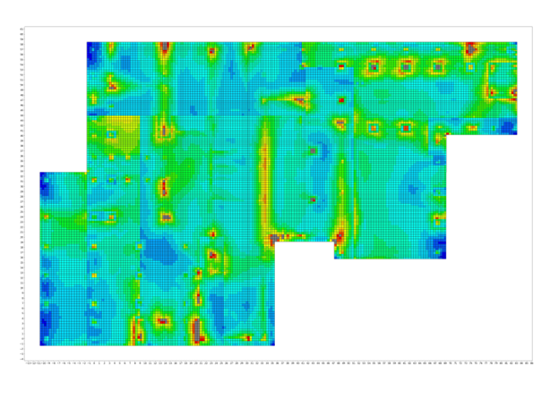 Optimisation visualisation for reinforcement design of a foundation slab for a nuclear research facility using the structural calculator.