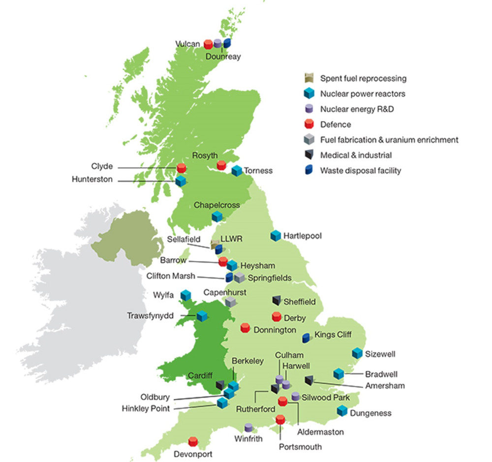 UK radioactive waste sites diagram.