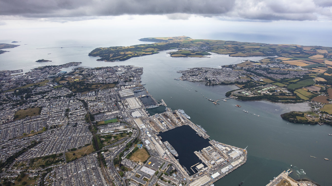 Aerial view of Devonport Dockyard.