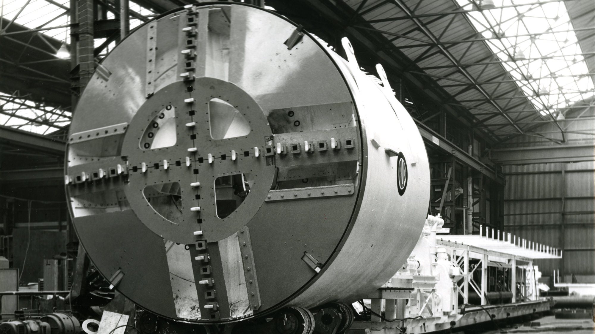 A bentonite shield in a warehouse in 1971.