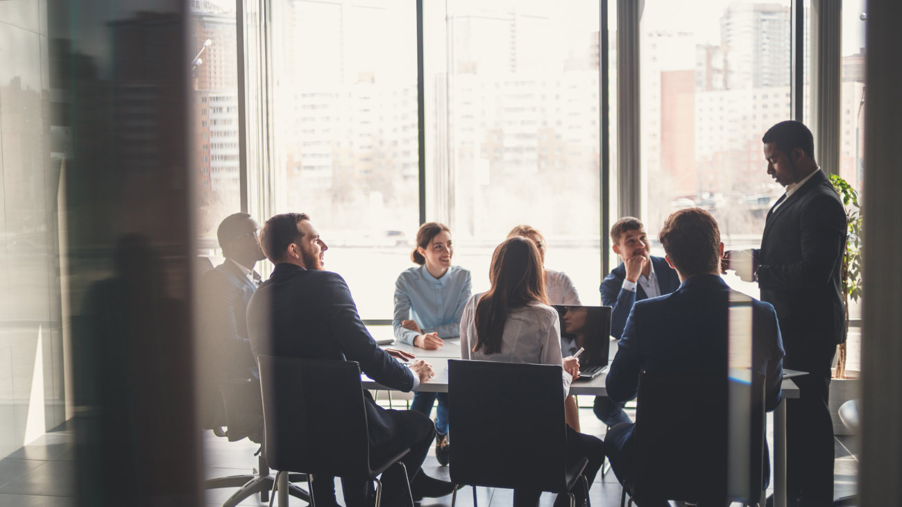 People having a business meeting around a table.