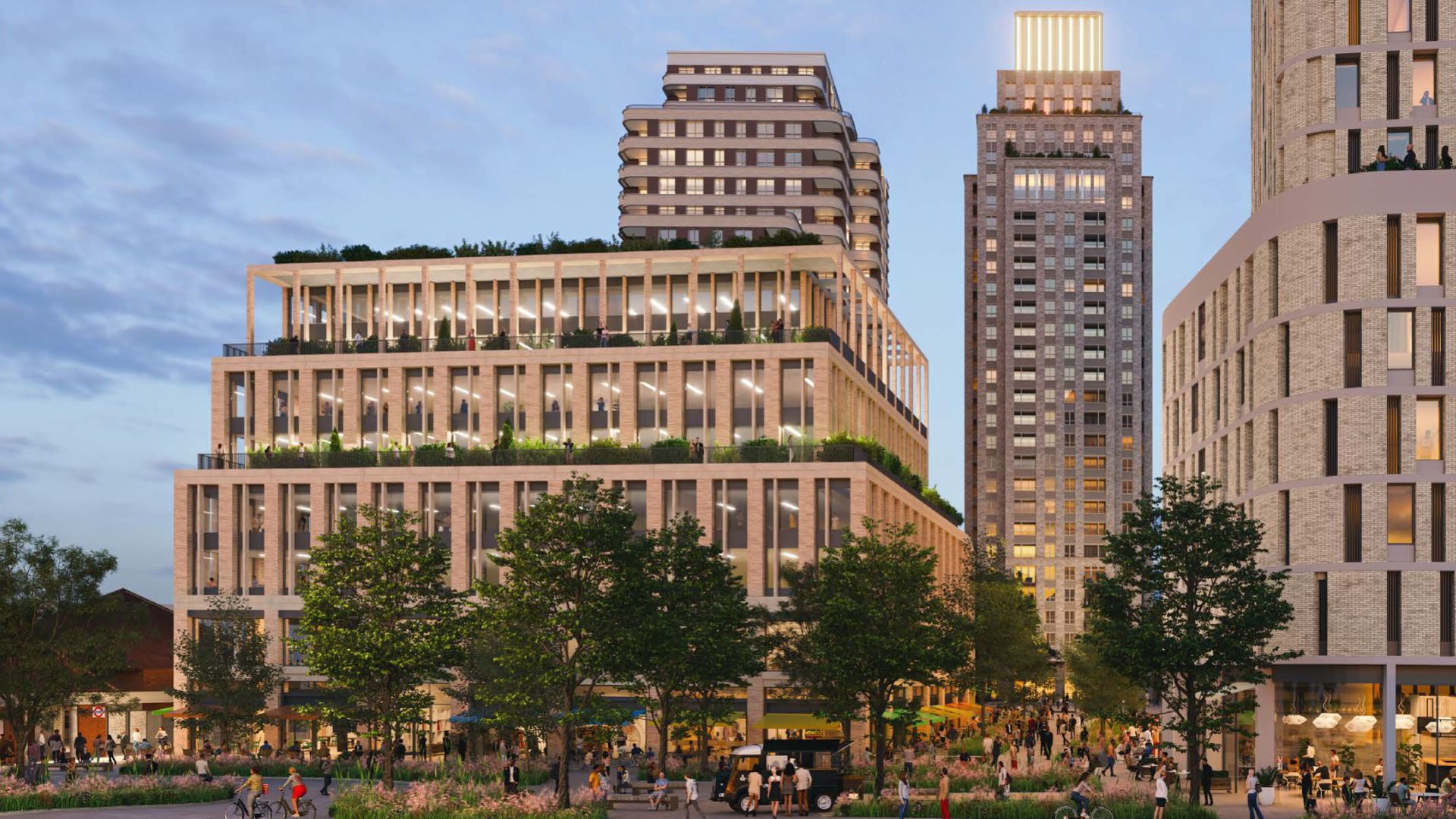 Visualisation of new residential buildings and public spaces within the Edgware Town Centre Transformation.