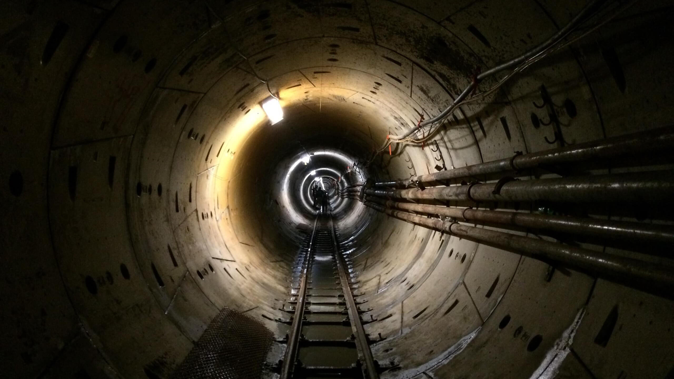 Tracks running through a tunnel.