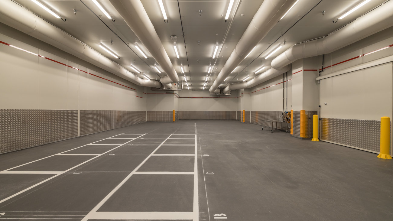 Underground parking area.